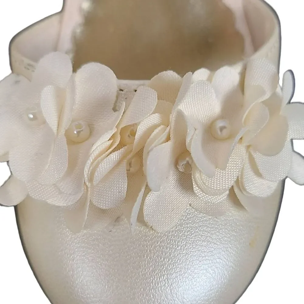 NWT SmartFit Toddler Girl Size 7 Beige Cici Flower Girl Heel Fancy Dress Shoes